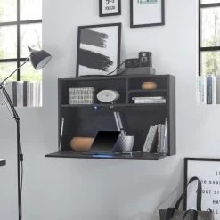 Mäusbacher Office Plus Sekretär / Hängeschrank Flamed Wood Black