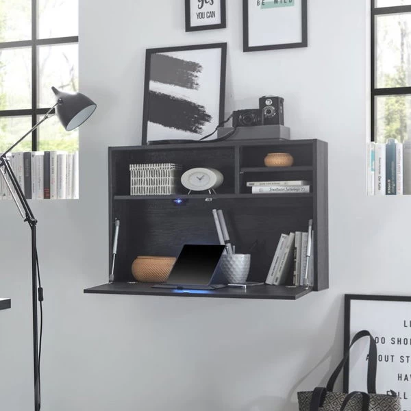 Mäusbacher Office Plus Sekretär / Hängeschrank Flamed Wood Black