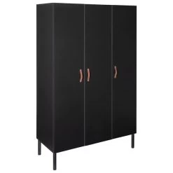 Schardt Melody Black Kleiderschrank 3T Dekor Schwarz / Massivholz Buche Schwarz Lackiert