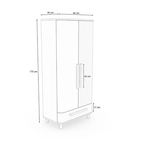 Nature Kid Milan Kleiderschrank Natur / Weiß 2-türig – Bild 4