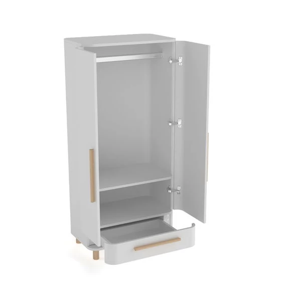 Nature Kid Milan Kleiderschrank Natur / Weiß 2-türig – Bild 2