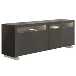 Now! Vision By Hülsta Sideboard 4R 2 Schiebetüren 70,4x176,1x52 - Lack-grau/Lack-Hochglanz-grau