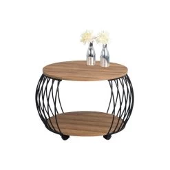 HomeTrends4You Couchtisch Peking 1 Durchmesser 60 Cm | Dekor Eiche Braun