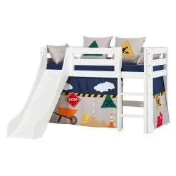 Hoppekids Halbhohes Bett ECO Luxury 70x160 Cm Mit Rutsche, Gerader Leiter & Absturzsicherung