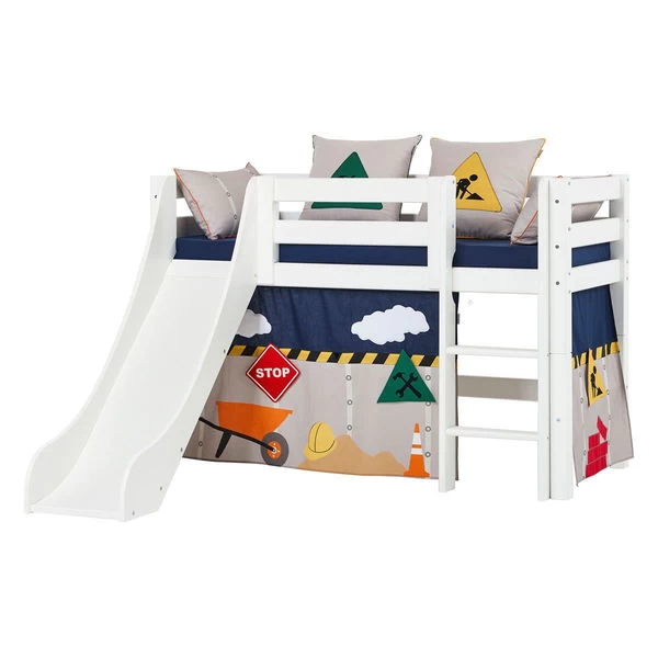 Hoppekids Halbhohes Bett ECO Luxury 70x160 Cm Mit Rutsche, Gerader Leiter & Absturzsicherung