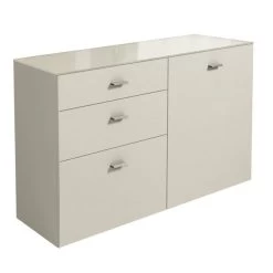 Now! No.14 By Hülsta Sideboard 4R 3 Schubladen 76,8x175x42 - Lack-seidengrau/Hochglanz-seidengrau