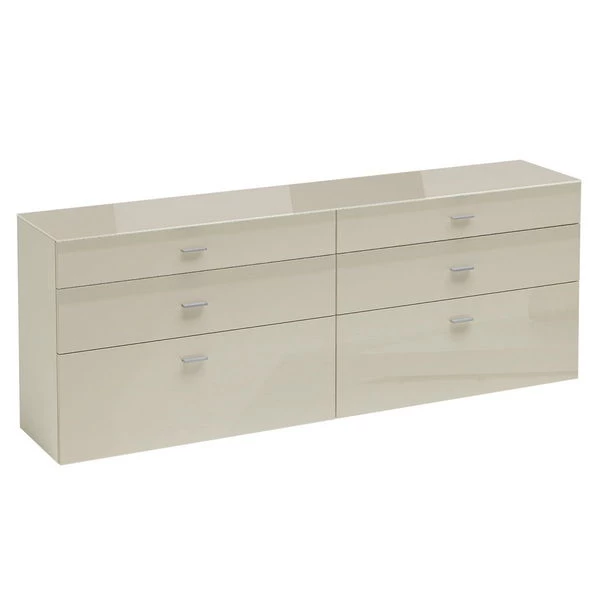 Now! No.14 By Hülsta Sideboard 4R 6 Schubladen 76,8x175x42 - Lack-seidengrau/Hochglanz-seidengrau