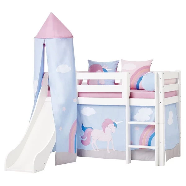 Hoppekids Halbhohes Bett ECO Luxury 70x160 Cm Mit Rutsche, Gerader Leiter & Absturzsicherung – Bild 5