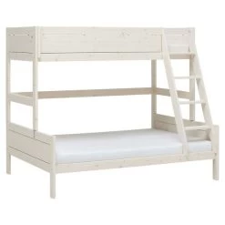 LIFETIME Etagenbett Family Kiefer Whitewash 90/140 Cm, Deluxe-Lattenrost