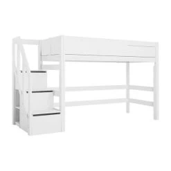 LIFETIME Mittelhochbett Mit Treppe Weiß Höhe 152 Cm