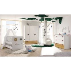 Hülsta Now! Minimo Kinderzimmer 3-türiger Schrank In Schneeweiß/Natureiche Inkl Wickelansatz