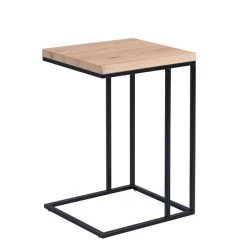 HomeTrends4You Beistelltisch Bruno, Edelstahloptik MDF Dekor Artisaneiche | Metall Schwarz