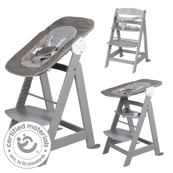 Roba Treppenhochstuhl Born Up 2 In 1 | Taupe Inkl. Neugeborenenaufsatz Miffy