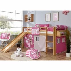 Ticaa Rene Rutschbett Buche Natur A1 Massivholz - Vorhang-Dessin Wählbar