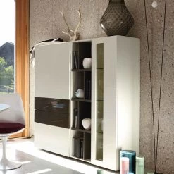 Now! Vision By Hülsta Kombination 10 140x141x42 Lack-weiß/Lack-Hochglanz-grau/Lack-Hochglanz-weiß