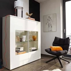 Now! Time By Hülsta Kombination 5 145,8x140,0x40,0 Lack-weiß/Lack-Hochglanz-weiß