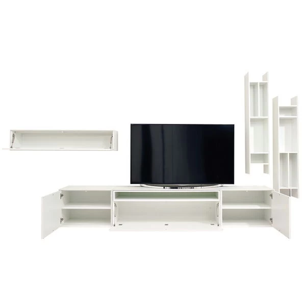 Now! By Hülsta Easy Wohnwand Lack-hellgrau 186x372x45 6-teilig – Bild 2