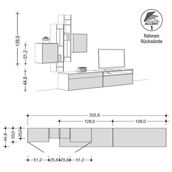 Now! By Hülsta Easy Wohnwand Natureiche 222x332x44 6-teilig – Bild 2