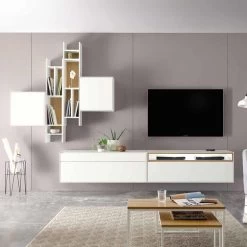 Now! By Hülsta Easy Wohnwand Natureiche 222x332x44 6-teilig