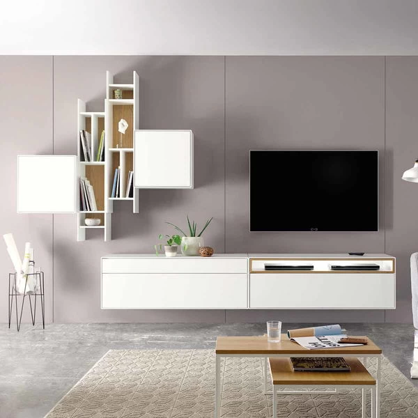 Now! By Hülsta Easy Wohnwand Natureiche 222x332x44 6-teilig