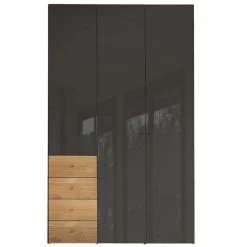 Now! Wardrobes By Hülsta Kombination 10 225,4x152x59 Cm | Lack-grau/Natureiche/Hochglanz