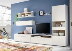 Now! By Hülsta Easy Wohnwand Lack-reinweiß 181x320x45 Mit Media-Lowboard - 5-teilig