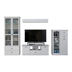 Trendteam Baxter Anbauwand 4-teilig Weiß Dekor | Schmal