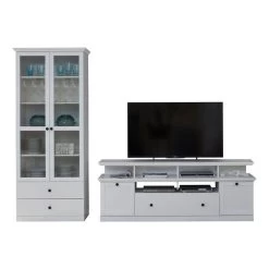 Trendteam Baxter Anbauwand 2-teilig Weiß Dekor | Breit Hoch