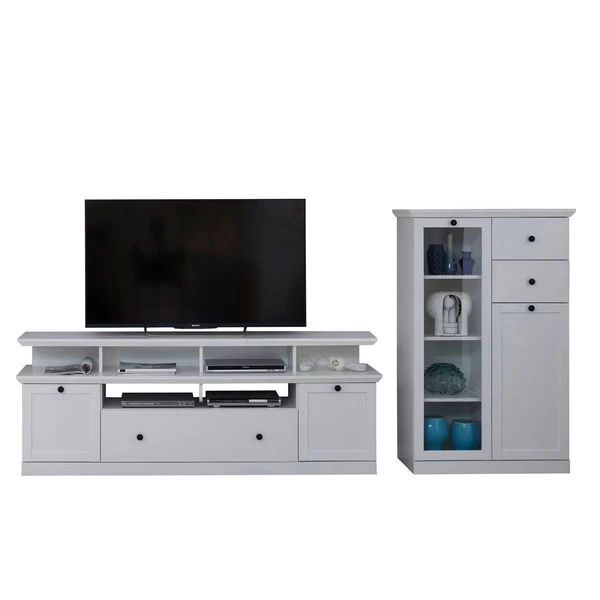 Trendteam Baxter Anbauwand 2-teilig Weiß Dekor | Breit Klein