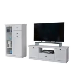 Trendteam Baxter Anbauwand 2-teilig Weiß Dekor | Schmal Klein