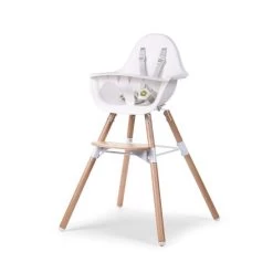 Childhome Evolu 2 Hochstuhl 2 In 1 Natur/weiß Inkl. 5-Punkt-Gurt Und Sicherheitsbügel