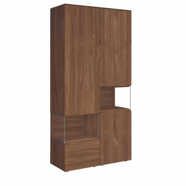 Hülsta Neo Wohnwand Vitrine 1 Schubkasten Und 3 Türen Kernnussbaum