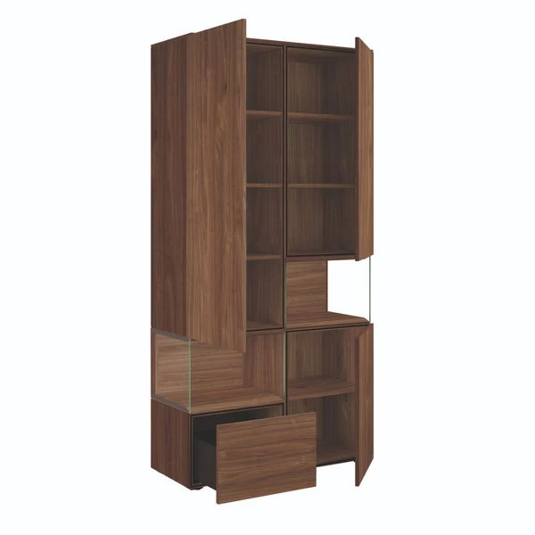 Hülsta Neo Wohnwand Vitrine 1 Schubkasten Und 3 Türen Kernnussbaum – Bild 2