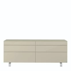 Hülsta Neo Sideboard 6 Schubkästen Lack Seidengrau
