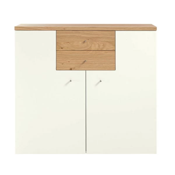 Now! Time By Hülsta Highboard 2 Winkeltüren Natureiche/Lack-weiß