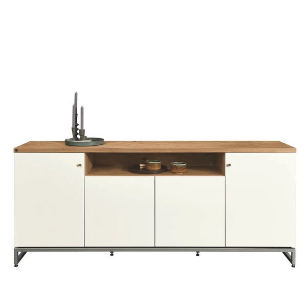 Now! Time By Hülsta Sideboard Mit Falttüren Natureiche/Lack-weiß, Metallgestell – Bild 2