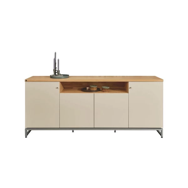 Now! Time By Hülsta Sideboard Mit Falttüren Natureiche/Lack-seidengrau, Metallgestell – Bild 2