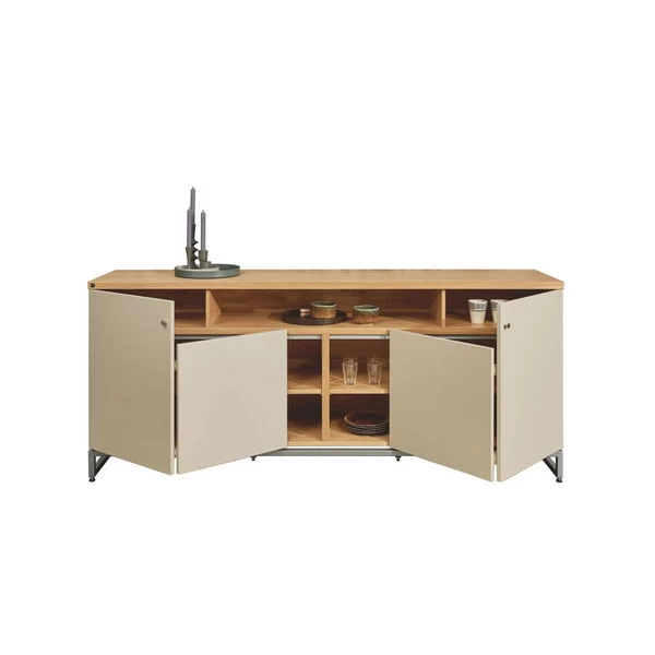 Now! Time By Hülsta Sideboard Mit Falttüren Natureiche/Lack-seidengrau, Metallgestell – Bild 3