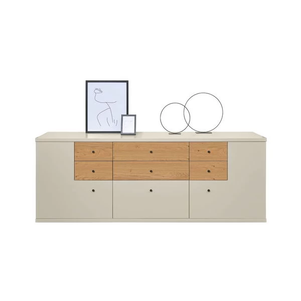 Now! Time By Hülsta Sideboard Mit Winkeltüren Natureiche/Lack-seidengrau – Bild 2