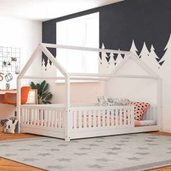 Nature Kid Lilly Hausbett Kiefer Weiß Lackiert Liegefläche 120 X 200 Cm