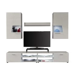 Trendteam Move Anbauwand Weiß Hochglanz / Weiß Melamin