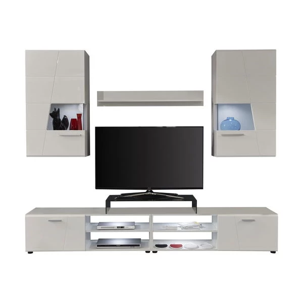 Trendteam Move Anbauwand Weiß Hochglanz / Weiß Melamin