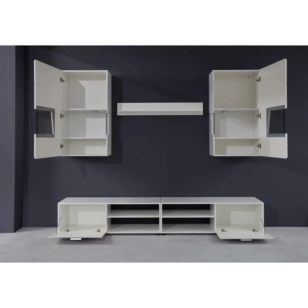 Trendteam Move Anbauwand Weiß Hochglanz / Weiß Melamin – Bild 2