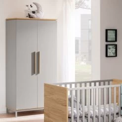 Paidi Benne Kleiderschrank 2T Kieselgrau/Eiche-Montana - Versandkostenfrei