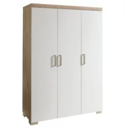 Transland Hilja Kleiderschrank 3-türig Mit Türdämpfung - Eiche-Bordeaux/kreideweiß