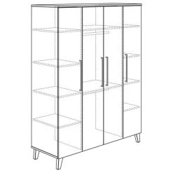 Paidi Oscar Kleiderschrank 4T Kreideweiß/Eiche-Nebraska