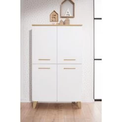 Paidi Oscar Standregal 8 Fächer, 4 Türen Kreideweiß/Eiche-Nebraska - Zum Aktionspreis