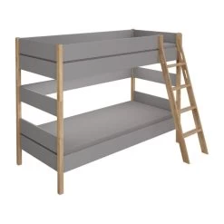 Paidi Sten Etagenbett 160 Cm Eiche/schiefergrau Schräge Leiter Quadratische Bettpfosten 90x200 Cm