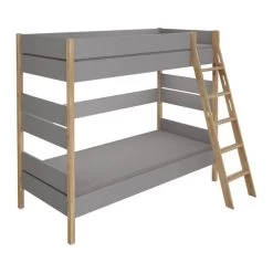 Paidi Sten Etagenbett 180 Cm Eiche/schiefergrau Quadratische Bettpfosten Schräge Leiter 90x200 Cm