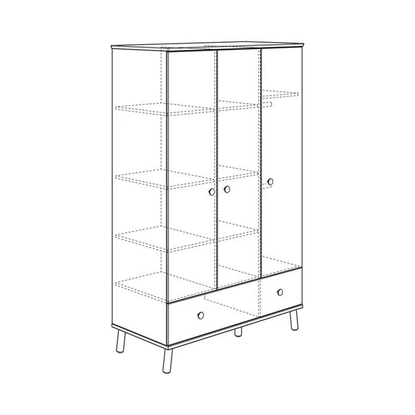 Paidi Ylvie Kleiderschrank 3 Türen 1 Schubkasten Schubkasten Kreideweiß - Aktionspreis – Bild 2